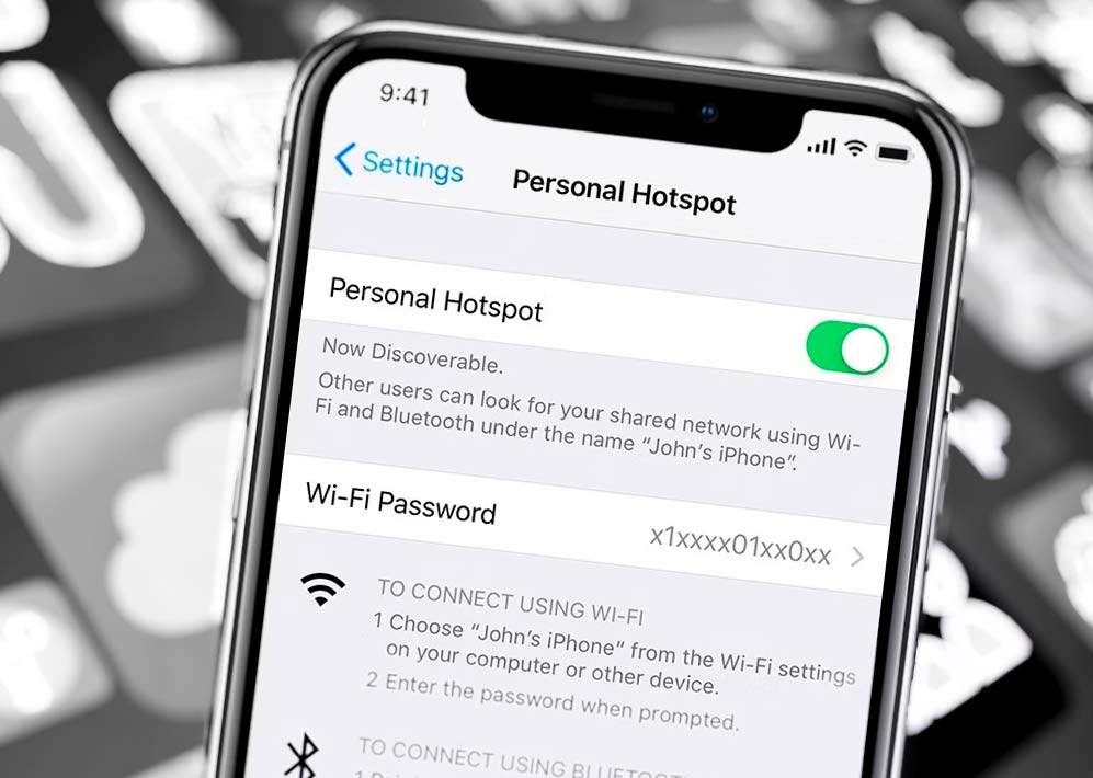 iPhone settings Personal Hotspot